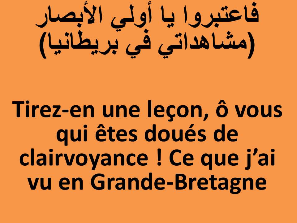 Tirez-en une leçon, ô vous qui êtes doués de clairvoyance ! Ce que j’ai vu en Grande-Bretagne